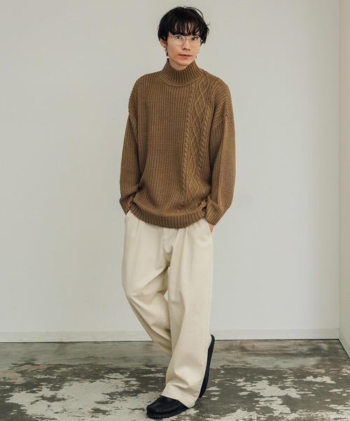 improves（インプローブス）の「ケーブル切替 畦編み ボトルネック ニットセーター（ニット/セーター・メンズ・ブラック/グレー/ベージュ/ホワイト・LARGE/MEDIUM）」の17枚目の写真