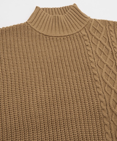 improves（インプローブス）の「ケーブル切替 畦編み ボトルネック ニットセーター（ニット/セーター・メンズ・ブラック/グレー/ベージュ/ホワイト・LARGE/MEDIUM）」の16枚目の写真