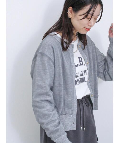 Samansa Mos2 blue（サマンサモスモスブルー）の「◎チュールドッキングニットカーディガン（カーディガン/ボレロ・レディース・グレー/ブラック/キナリ・F）」の6枚目の写真