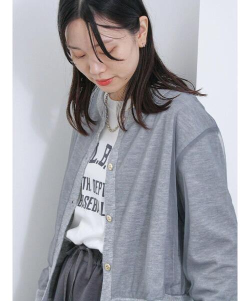 Samansa Mos2 blue（サマンサモスモスブルー）の「◎チュールドッキングニットカーディガン（カーディガン/ボレロ・レディース・グレー/ブラック/キナリ・F）」の7枚目の写真