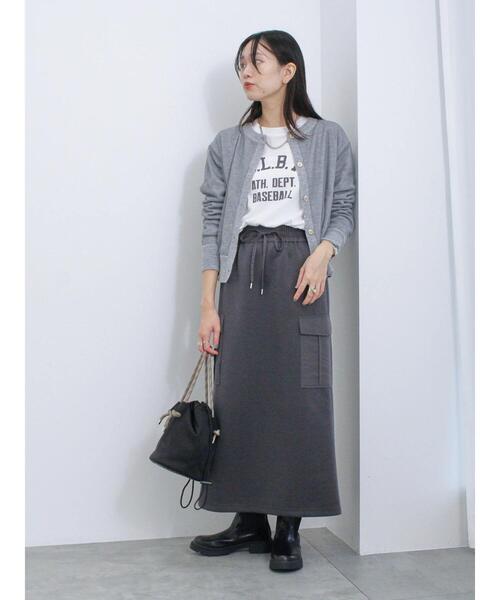 Samansa Mos2 blue（サマンサモスモスブルー）の「◎チュールドッキングニットカーディガン（カーディガン/ボレロ・レディース・グレー/ブラック/キナリ・F）」の9枚目の写真