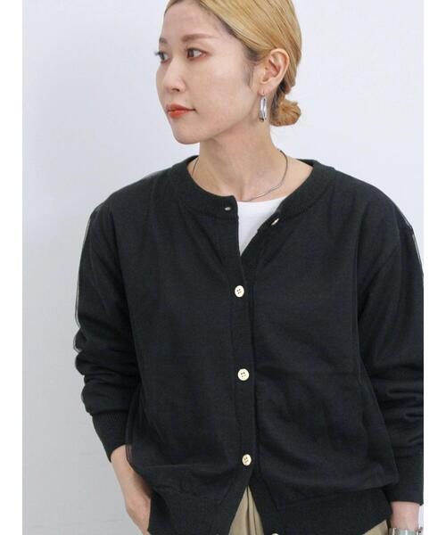 Samansa Mos2 blue（サマンサモスモスブルー）の「◎チュールドッキングニットカーディガン（カーディガン/ボレロ・レディース・グレー/ブラック/キナリ・F）」の11枚目の写真