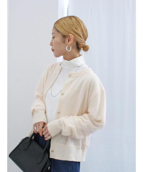 Samansa Mos2 blue（サマンサモスモスブルー）の「◎チュールドッキングニットカーディガン（カーディガン/ボレロ・レディース・グレー/ブラック/キナリ・F）」の19枚目の写真