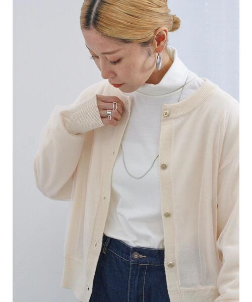 Samansa Mos2 blue（サマンサモスモスブルー）の「◎チュールドッキングニットカーディガン（カーディガン/ボレロ・レディース・グレー/ブラック/キナリ・F）」の21枚目の写真