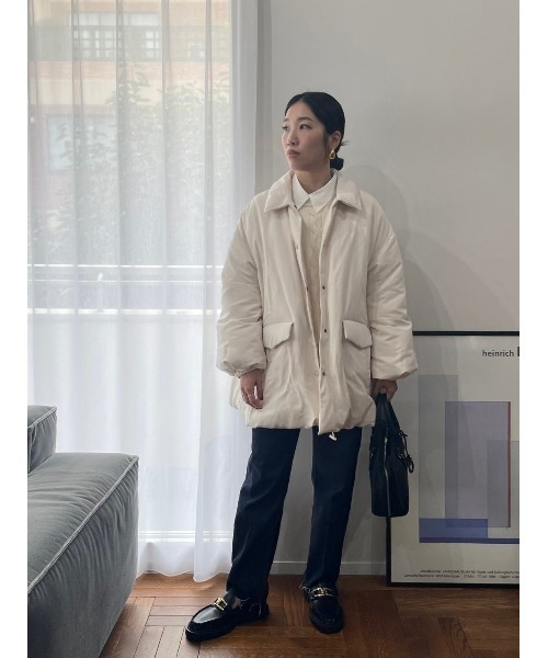 Mila Owen(ミラオーウェン)の「【WEB限定カラー】ステンカラーフレンチダウンAラインコート(ダウンジャケット/コート・レディース・ブルー/ブラック/アイボリー/ライム・FREE)」の5枚目の写真