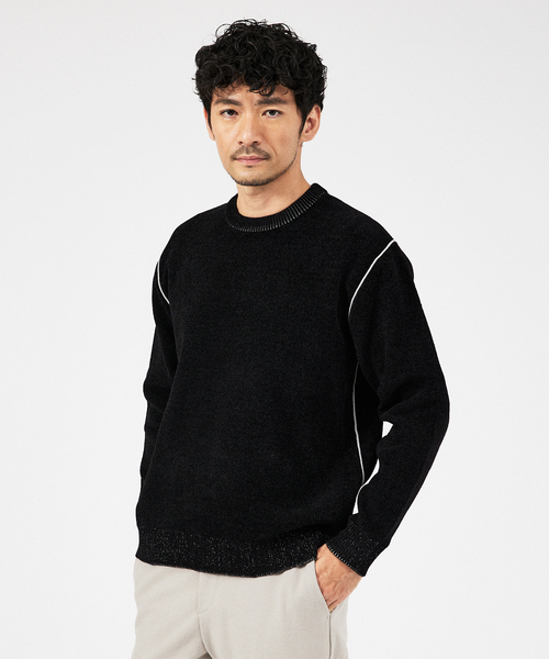 ABAHOUSE GRAY(アバハウスグレイ)の「ダブルフェイス モール プルオーバー 長袖ニット(ニット/セーター・メンズ・オフホワイト/グレー/ライトベージュ/ブラック/ネイビー・46/48)」の1枚目の写真
