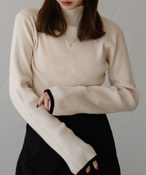 配色ライン杢調リブニット（ニット/セーター）｜raffime（ラフィミー