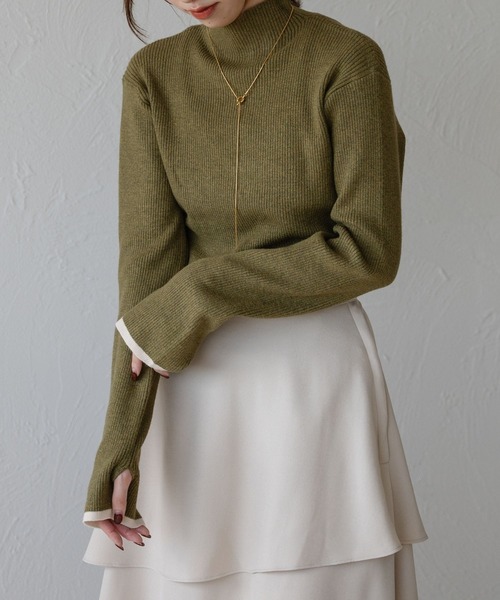 配色ライン杢調リブニット（ニット/セーター）｜raffime（ラフィミー