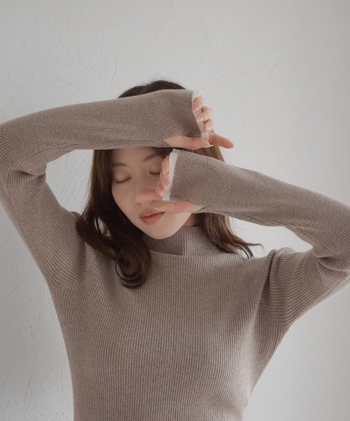 配色ライン杢調リブニット（ニット/セーター）｜raffime（ラフィミー