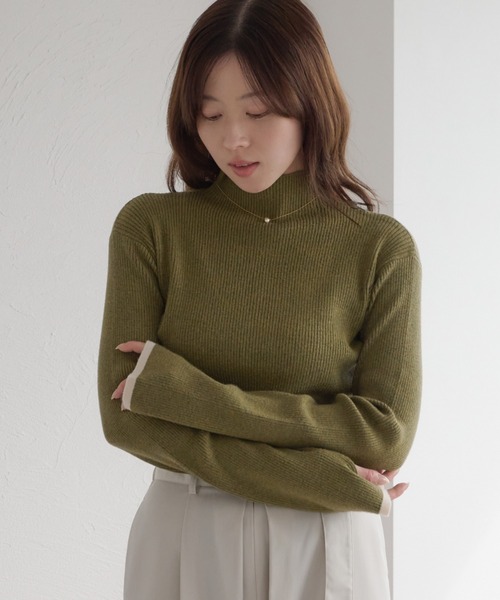 配色ライン杢調リブニット（ニット/セーター）｜raffime（ラフィミー