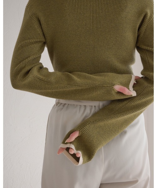 配色ライン杢調リブニット（ニット/セーター）｜raffime（ラフィミー