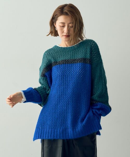 Editt by YECCA VECCA(エディットバイイェッカヴェッカ)の「エアーヤーンメッシュニット(ニット/セーター・レディース・チャコールグレー/ライトベージュ/その他6・FREE)」の17枚目の写真