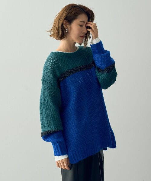 Editt by YECCA VECCA(エディットバイイェッカヴェッカ)の「エアーヤーンメッシュニット(ニット/セーター・レディース・チャコールグレー/ライトベージュ/その他6・FREE)」の19枚目の写真