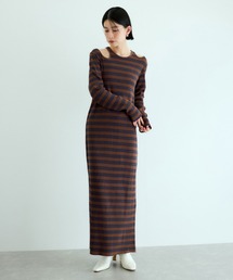 ADAM ET ROPE' | 【サステナブル・洗える】ワッフルボーダーワンピース(ワンピース)