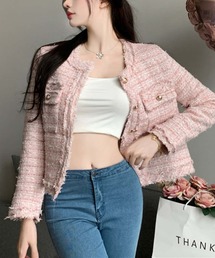 ドルチェアンドガッバーナ　ノーカラージャケット　レース　ピンク ドルチェアンドガッバーナ ノーカラージャケット レース ピンク