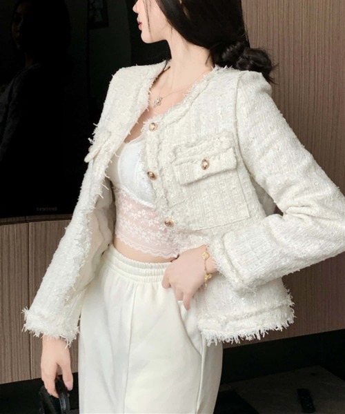 MAISON DE THERESE(メゾン ド テレーズ)の「金ボタンツイードノーカラージャケット(ノーカラージャケット・レディース・ブルー/ピンク/ホワイト・M)」の20枚目の写真