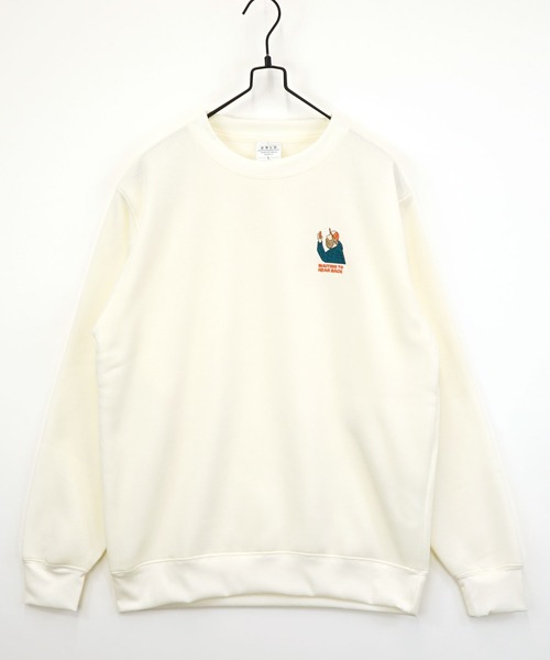 Burner（バーナー）の「【GROOVY STORE】ワンポイント刺繍裏起毛トレーナー（スウェット・メンズ・ネイビー/スミクロ/ホワイト系その他3/ブルーパープル/ホワイト/グレー/ブラック系その他3/スモークピンク/ブラック系その他2/ブラック/ホワイト系その他2/ダークネイビー/ブラック系その他4/モカ/ホワイト系その他4/ブルー/ブラック系その他5/インディゴブルー/ブラック系その他6/ホワイト系その他5/ブラウン系/ホワイト系その他6/ブルー系その他2/ピンク系その他/ブラック系その他7/ネイビー系/オフホワイト/エメラルド/アイボリー/グレー系その他/グレイッシュベージュ/ホワイト系1/ホワイト系2/ブラック系5/ブラック系6/ブラック系7/ブラック系8/ホワイト×グレー/ブラック系2/ブラック系4/ダークグリーン/グリーン系3/ホワイト系3/ブラック系1/ブラック系3/バーガンディー/ブラック系/グレー系その他3/ホワイト系4/ライトブラック/ダークグリーン系2/ブラック系9・M/LL/L）」の13枚目の写真