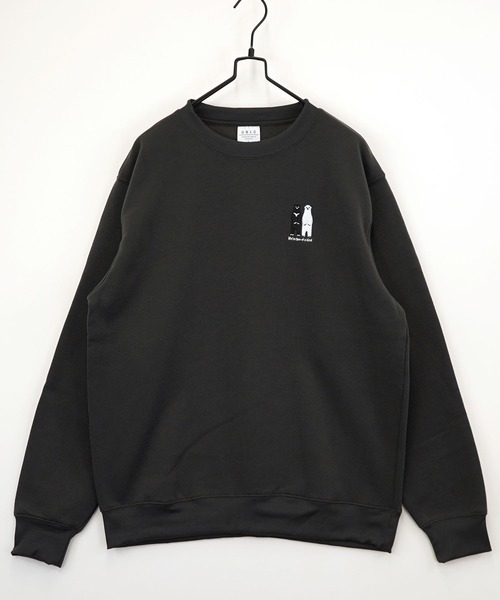 セール】【GROOVY STORE】ワンポイント刺繍裏起毛トレーナー