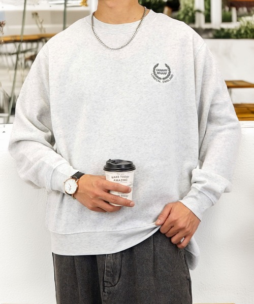 Burner（バーナー）の「【GROOVY STORE】ワンポイント刺繍裏起毛トレーナー（スウェット・メンズ・ネイビー/スミクロ/ホワイト系その他3/ブルーパープル/ホワイト/グレー/ブラック系その他3/スモークピンク/ブラック系その他2/ブラック/ホワイト系その他2/ダークネイビー/ブラック系その他4/モカ/ホワイト系その他4/ブルー/ブラック系その他5/インディゴブルー/ブラック系その他6/ホワイト系その他5/ブラウン系/ホワイト系その他6/ブルー系その他2/ピンク系その他/ブラック系その他7/ネイビー系/オフホワイト/エメラルド/アイボリー/グレー系その他/グレイッシュベージュ/ホワイト系1/ホワイト系2/ブラック系5/ブラック系6/ブラック系7/ブラック系8/ホワイト×グレー/ブラック系2/ブラック系4/ダークグリーン/グリーン系3/ホワイト系3/ブラック系1/ブラック系3/バーガンディー/ブラック系/グレー系その他3/ホワイト系4/ライトブラック/ダークグリーン系2/ブラック系9・M/LL/L）」の8枚目の写真