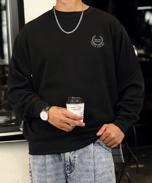 Burner（バーナー）の「【GROOVY STORE】ワンポイント刺繍裏起毛トレーナー（スウェット・メンズ・ネイビー/スミクロ/ホワイト系その他3/ブルーパープル/ホワイト/グレー/ブラック系その他3/スモークピンク/ブラック系その他2/ブラック/ホワイト系その他2/ダークネイビー/ブラック系その他4/モカ/ホワイト系その他4/ブルー/ブラック系その他5/インディゴブルー/ブラック系その他6/ホワイト系その他5/ブラウン系/ホワイト系その他6/ブルー系その他2/ピンク系その他/ブラック系その他7/ネイビー系/オフホワイト/エメラルド/アイボリー/グレー系その他/グレイッシュベージュ/ホワイト系1/ホワイト系2/ブラック系5/ブラック系6/ブラック系7/ブラック系8/ホワイト×グレー/ブラック系2/ブラック系4/ダークグリーン/グリーン系3/ホワイト系3/ブラック系1/ブラック系3/バーガンディー/ブラック系/グレー系その他3/ホワイト系4/ライトブラック/ダークグリーン系2/ブラック系9・M/LL/L）」の20枚目の写真