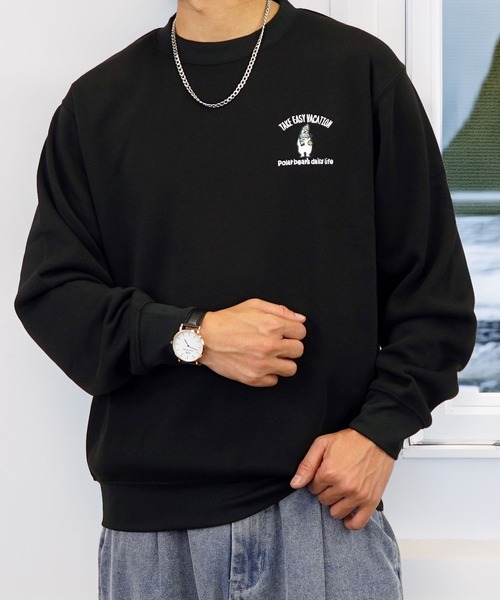 Burner（バーナー）の「【GROOVY STORE】ワンポイント刺繍裏起毛トレーナー（スウェット・メンズ・ネイビー/スミクロ/ホワイト系その他3/ブルーパープル/ホワイト/グレー/ブラック系その他3/スモークピンク/ブラック系その他2/ブラック/ホワイト系その他2/ダークネイビー/ブラック系その他4/モカ/ホワイト系その他4/ブルー/ブラック系その他5/インディゴブルー/ブラック系その他6/ホワイト系その他5/ブラウン系/ホワイト系その他6/ブルー系その他2/ピンク系その他/ブラック系その他7/ネイビー系/オフホワイト/エメラルド/アイボリー/グレー系その他/グレイッシュベージュ/ホワイト系1/ホワイト系2/ブラック系5/ブラック系6/ブラック系7/ブラック系8/ホワイト×グレー/ブラック系2/ブラック系4/ダークグリーン/グリーン系3/ホワイト系3/ブラック系1/ブラック系3/バーガンディー/ブラック系/グレー系その他3/ホワイト系4/ライトブラック/ダークグリーン系2/ブラック系9・M/LL/L）」の14枚目の写真