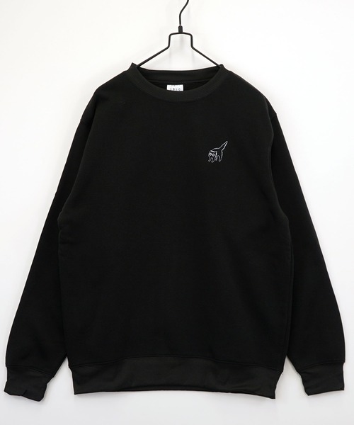 セール】【GROOVY STORE】ワンポイント刺繍裏起毛トレーナー