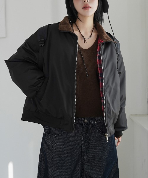 gossip！ロサンゼルス（ゴシップロサンゼルス）の「Y2K  オーバーフィットチェックリバーシブルダウンジャンパー（ダウンジャケット/コート・レディース・ブラック/ブルー・M/L）」の22枚目の写真