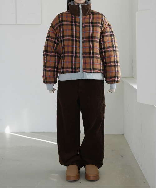 セール】Y2K オーバーフィットチェックリバーシブルダウンジャンパー