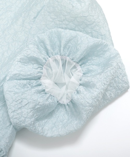 バルーンスリーブサイドリボンシアーブラウス（シャツ/ブラウス