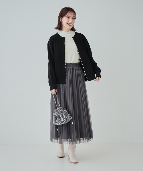SHOO・LA・RUE(シューラルー)の「◆【洗える/S-LL】プチハイネック ラメ入りリブ インナートップス(Tシャツ/カットソー・レディース・オフホワイト/ライトグレー/ライトブルー/チャコールグレー・01/02/03/04)」の7枚目の写真