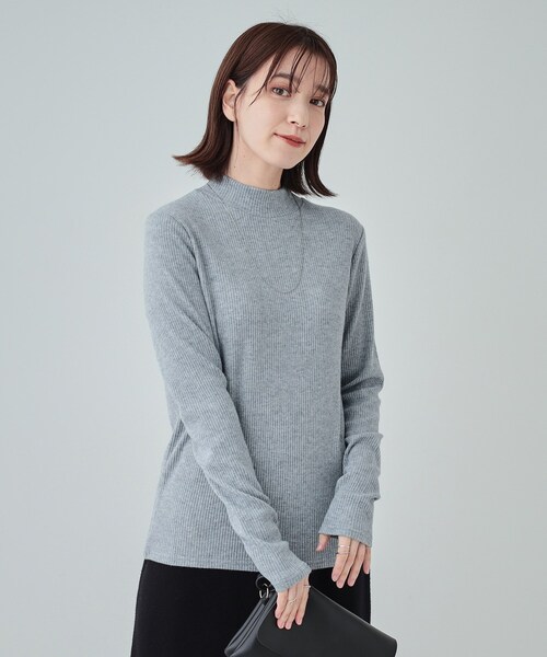 SHOO・LA・RUE(シューラルー)の「◆【洗える/S-LL】プチハイネック ラメ入りリブ インナートップス(Tシャツ/カットソー・レディース・オフホワイト/ライトグレー/ライトブルー/チャコールグレー・01/02/03/04)」の17枚目の写真