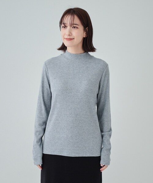 SHOO・LA・RUE(シューラルー)の「◆【洗える/S-LL】プチハイネック ラメ入りリブ インナートップス(Tシャツ/カットソー・レディース・オフホワイト/ライトグレー/ライトブルー/チャコールグレー・01/02/03/04)」の21枚目の写真