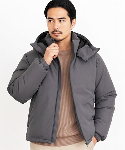 セール】フード脱着 撥水 中綿パデッドジャケット（ダウンジャケット