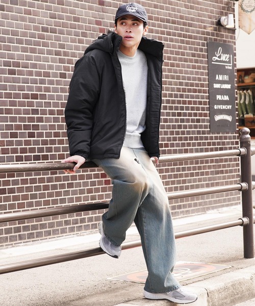 セール】フード脱着 撥水 中綿パデッドジャケット（ダウンジャケット