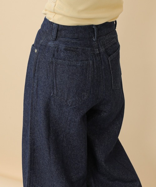 セール】タック入り デニム ワイドパンツ（デニムパンツ）｜en