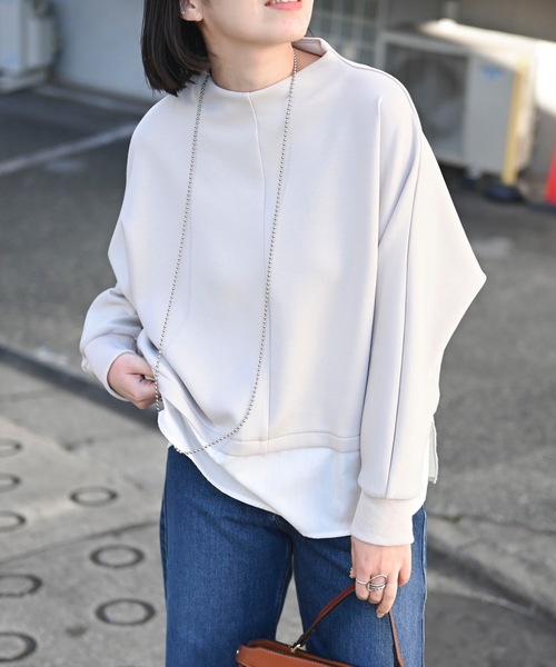 &HALF(アンドハーフ)の「バイカラーレイヤード切替長袖トップス(Tシャツ/カットソー・レディース・ロイヤルブルー/ベージュ/ブラック/イエロー・FREE)」の22枚目の写真