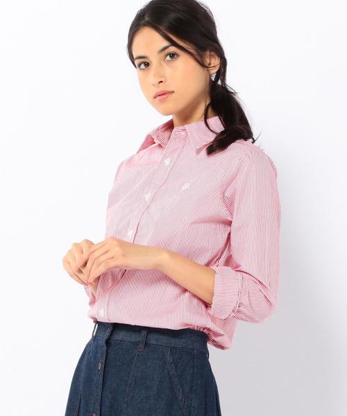 coen（コーエン）の「ブロードストライプスリムワイヤーシャツ◆（シャツ/ブラウス・レディース・コバルトブルー/レッド・MEDIUM/LARGE/SMALL）」の2枚目の写真