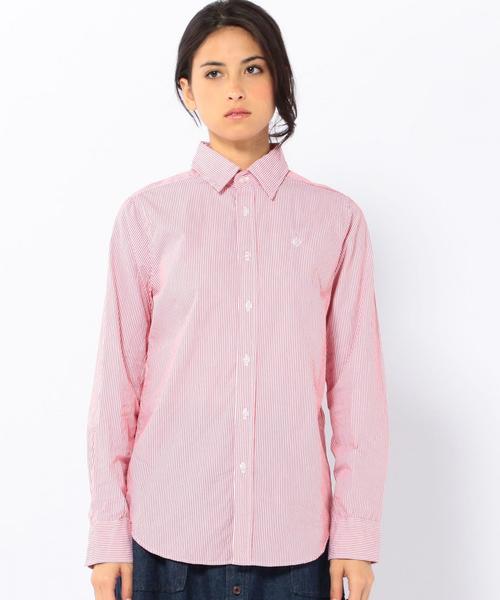 coen（コーエン）の「ブロードストライプスリムワイヤーシャツ◆（シャツ/ブラウス・レディース・コバルトブルー/レッド・MEDIUM/LARGE/SMALL）」の8枚目の写真