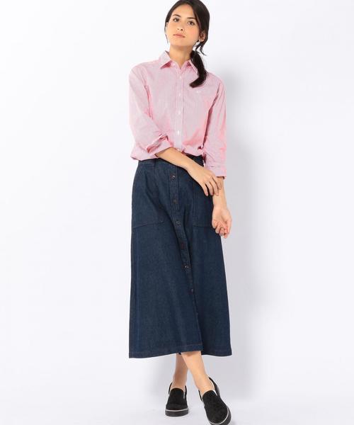 coen（コーエン）の「ブロードストライプスリムワイヤーシャツ◆（シャツ/ブラウス・レディース・コバルトブルー/レッド・MEDIUM/LARGE/SMALL）」の9枚目の写真