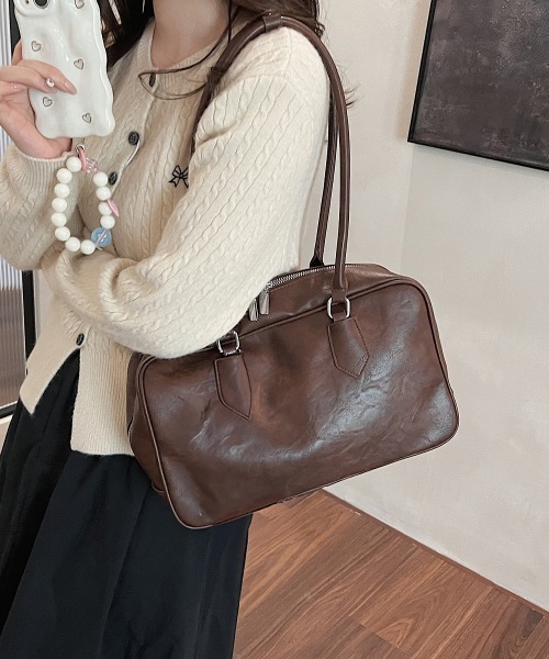 Miniministore(ミニミニストア)の「ロングハンドルボストンバッグトートバッグ(トートバッグ・レディース・ブラック/キャメル/ダークブラウン・FREE)」の4枚目の写真