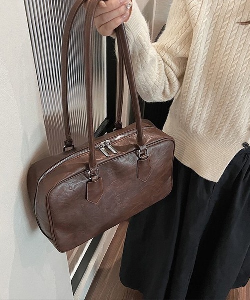 Miniministore(ミニミニストア)の「ロングハンドルボストンバッグトートバッグ(トートバッグ・レディース・ブラック/キャメル/ダークブラウン・FREE)」の5枚目の写真