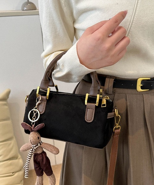 セール】2way スエード ミニボストンバッグ ショルダーバッグ