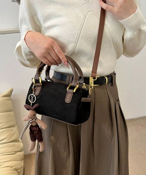 セール】2way スエード ミニボストンバッグ ショルダーバッグ