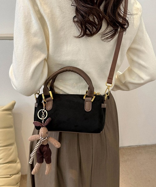 セール】2way スエード ミニボストンバッグ ショルダーバッグ