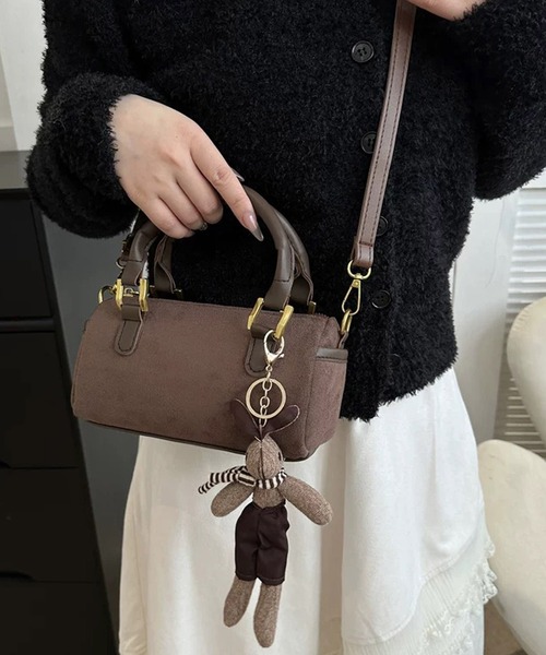 セール】2way スエード ミニボストンバッグ ショルダーバッグ