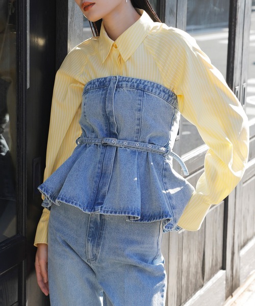 【洗える】デニムフレアベアトップ（キャミソール）｜VIS（ビス） 6,589円