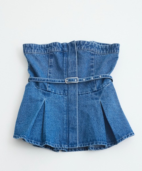 VIS（ビス）の「デニムフレアベアトップ/洗える・セットアップ対応（キャミソール・レディース・ブルー/サックスブルー・FREE）」の3枚目の写真