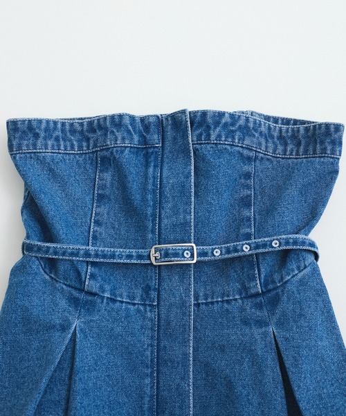 VIS（ビス）の「デニムフレアベアトップ/洗える・セットアップ対応（キャミソール・レディース・ブルー/サックスブルー・FREE）」の5枚目の写真