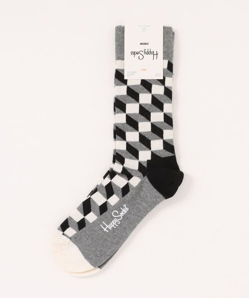 Happy Socks(ハッピーソックス)の「【66】【HAPPY SOCKS】ジオメトリックデザインソックス(ソックス/靴下・メンズ・ブルー/ネイビー/グレー/ベージュ・MEDIUM/SMALL)」の2枚目の写真