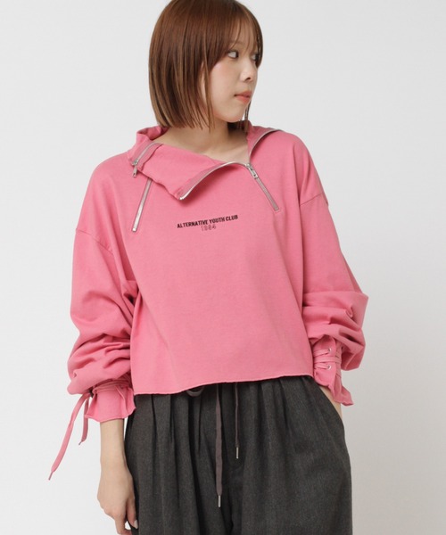 RNA(アールエヌエー)の「M2408 W Zipタートル(Tシャツ/カットソー・レディース・ブラック/ホワイト/ピンク・MEDIUM)」の3枚目の写真